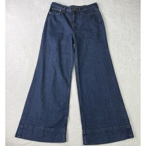 J Crew Jeans Womens 30 Petite Blue Wide Leg Trouser Dark Wash Baggy